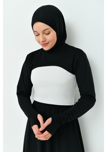 Balıkçı Parmaklı Boyunluklu Kolluk Tesettür Boyunluk Uzun Kollu Boyunluk Body Bluz Bolero