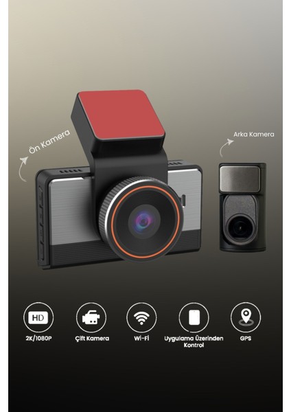 G4 2K QHD / GPS / 4G / Wifi / 140° Geniş Açı / Gece Görüşü / Ön + Arka Kamera / Sim Kartlı Araç Kamerası (2025) + Hafıza Kartı ve Park Kiti Hediyeli