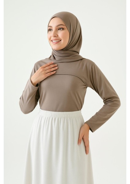 Sıfır Yaka Boyunluklu Kolluk | Uzun Kollu Tesettür Boyunluk Bodysuit Şık ve Rahat Tasarım