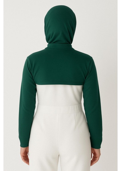 Dik Yaka Boyunluklu Kolluk - Pamuk Bolero Crop, Uzun Kollu Balıkçı Yaka, Rahat ve Şık Tasarım