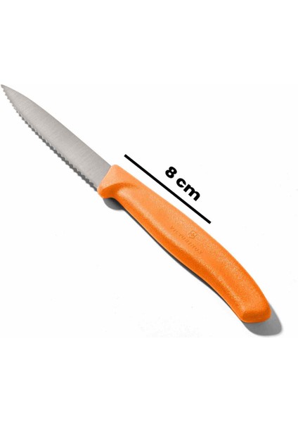 6.7636.L119 Tırtıklı Soyma Bıçağı - Turuncu - 8 cm