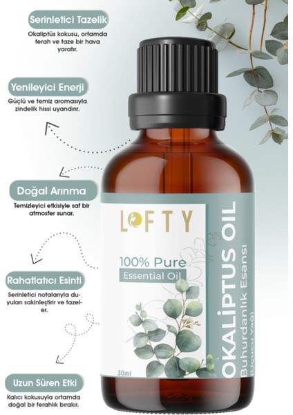 Okaliptus Uçucu Yağ Buhurdanlık Esansı Konsantre Oda Kokusu Esans Buhur Yağı 30ML