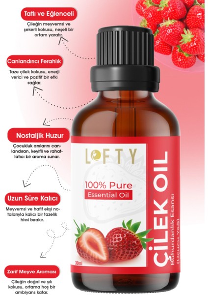 Çilek Uçucu Yağ Buhurdanlık Esansı Konsantre Oda Kokusu Esans Buhur Yağı 30ML