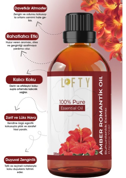 Amber Romantik Uçucu Yağ Buhurdanlık Esansı Oda Kokusu Uçucu Esansiyel Yağ Buhur Yağı 100ML
