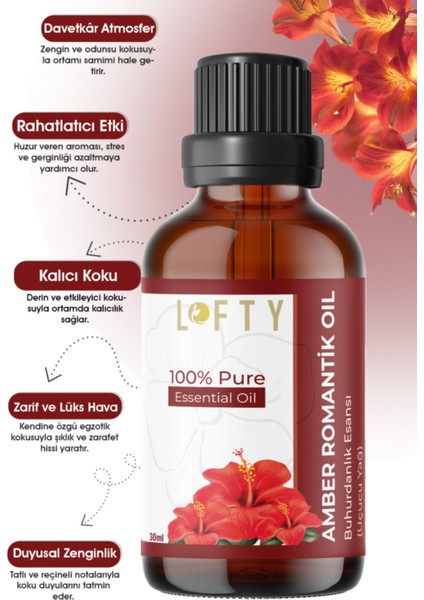 Amber Romantik Uçucu Yağ Buhurdanlık Esansı Konsantre Oda Kokusu Esans Buhur Yağı 30ML