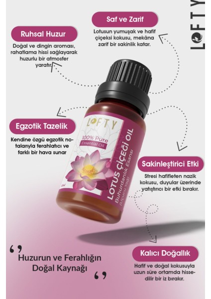 Lotus Çiçeği Uçucu Yağ Buhurdanlık Esansı Konsantre Oda Kokusu Esans Buhur Yağı 10 ml