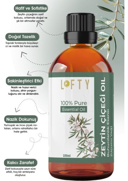 Zeytin Çiçeği Uçucu Yağ Buhurdanlık Esansı Oda Kokusu Uçucu Esansiyel Yağ Buhur Yağı 100ML