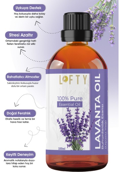 Lavanta Uçucu Yağ Buhurdanlık Esansı Oda Kokusu Uçucu Esansiyel Yağ Buhur Yağı 100ML