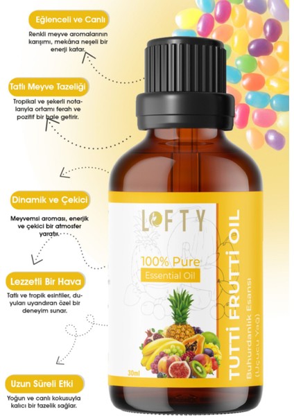 Tutti Frutti Uçucu Yağ Buhurdanlık Esansı Konsantre Oda Kokusu Esans Buhur Yağı 30ML