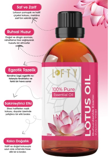 Lotus Çiçeği Uçucu Yağ Buhurdanlık Esansı Oda Kokusu Uçucu Esansiyel Yağ Buhur Yağı 100ML