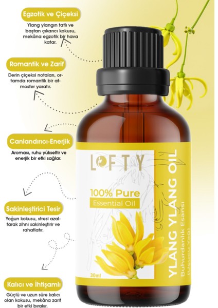 Ylang Ylang Uçucu Yağ Buhurdanlık Esansı Oda Kokusu 30ML