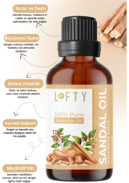Sandal Uçucu Yağ Buhurdanlık Esansı Konsantre Oda Kokusu Esans Buhur Yağı 30ML