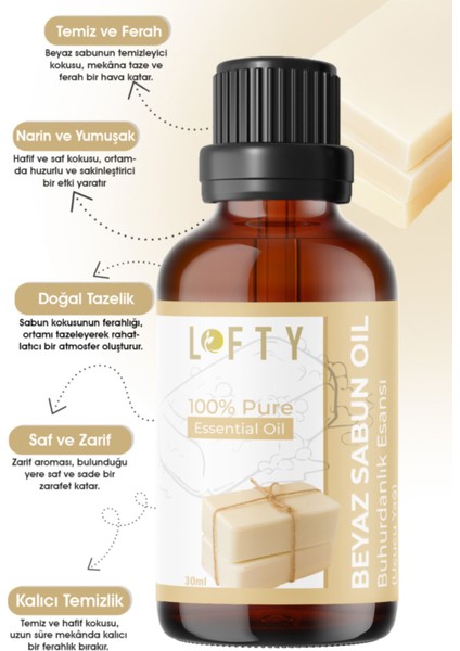Beyaz Sabun Uçucu Yağ Buhurdanlık Esansı Konsantre Oda Kokusu Esans Buhur Yağı 30ML