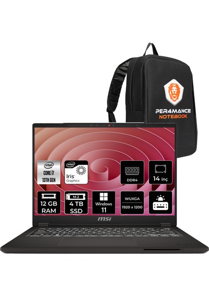 Msı Commercial 14 H Intel Core I7 13700H 12GB 4tb SSD 14" Fhd+ Windows 11 Pro Taşınabilir Bilgisayar & Per4 Çanta A13MG074XTRP410