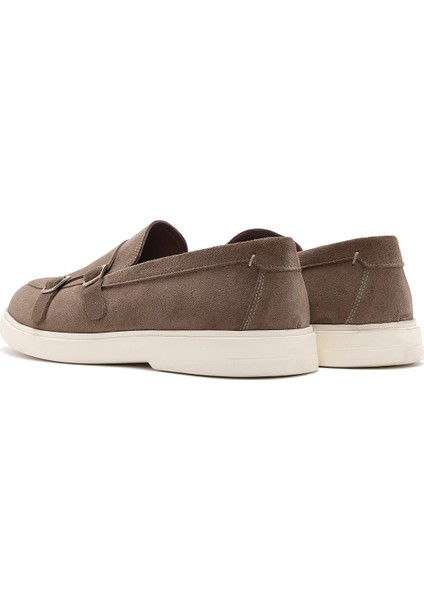 Erkek Bej Çift Tokalı Süet Deri Casual Loafer 25SFD750410 indirimleri