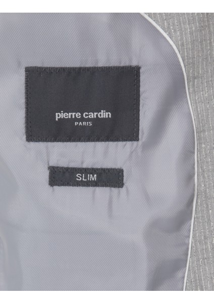 Erkek Gri Slim Fit Çizgili Takım Elbise 50302435-VR024