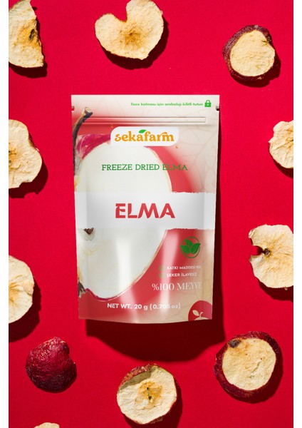freeze Dried Elma, Dondurularak Kurutulmuş Meyve Cipsi, Freeze Dry Meyve Kurusu 20 gr