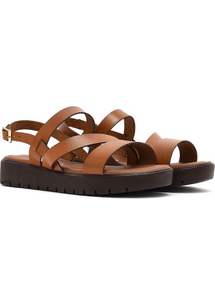 Kadın Çok Renkli Kalın Tabanlı Deri Bodrum Sandalet 25SFD330618