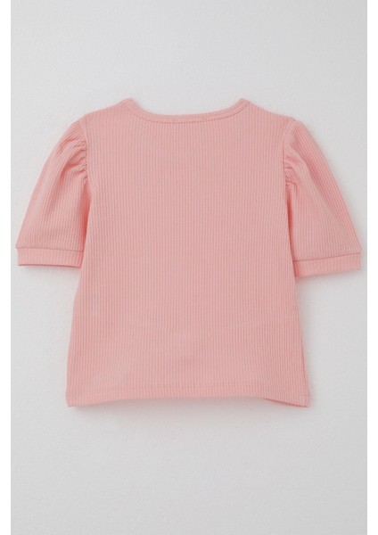 Kız Çocuk Crop Tişört Göbek Dekolte Detaylı 8-14 Yaş, Somon fiyatları