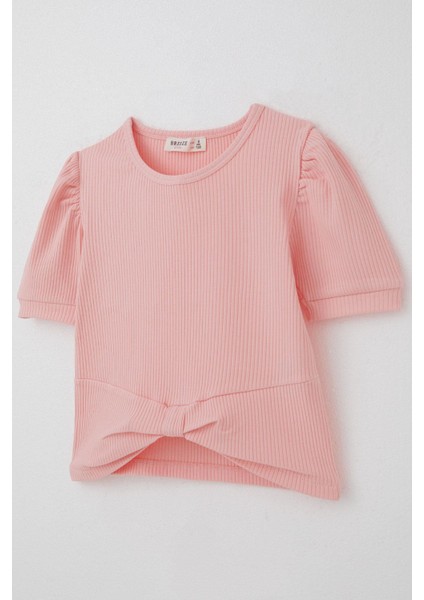 Kız Çocuk Crop Tişört Göbek Dekolte Detaylı 8-14 Yaş, Somon modelleri