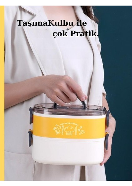 - Portable Lunch Box Iki Katlı Paslanmaz Çelik Taşınabilir Yeni Nesil Sefer Tası– 1900 Ml.