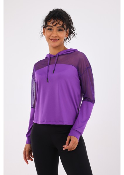 Katie Kadın Kapüşonlu Spor Sweatshirt Mor