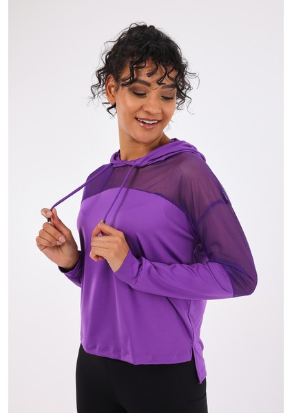 Katie Kadın Kapüşonlu Spor Sweatshirt Mor