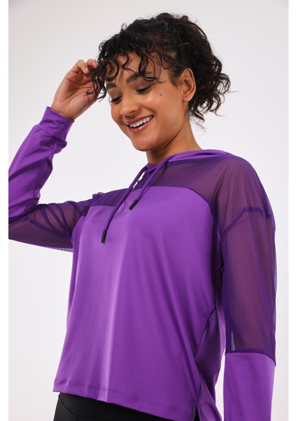 Katie Kadın Kapüşonlu Spor Sweatshirt Mor