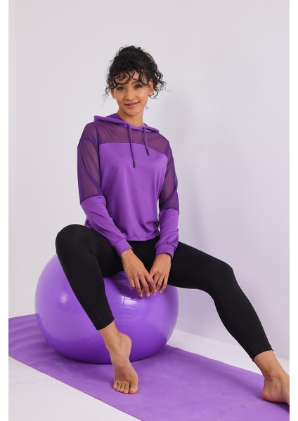Katie Kadın Kapüşonlu Spor Sweatshirt Mor