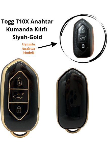 Togg T10X Anahtar Kumanda Kılıfı Siyah Gold