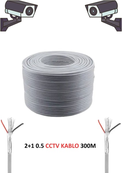 2+1 0.50MM Cctv Kablo Güvenlik Kamera Kablo 300M Metre