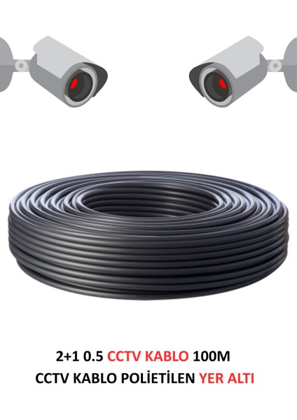 2+1 0.5mm Polietilen Yer Altı Cctv Kablo Güvenlik Kamera Kablosu 100M