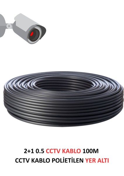 2+1 0.5mm Polietilen Yer Altı Cctv Kablo Güvenlik Kamera Kablosu 100M
