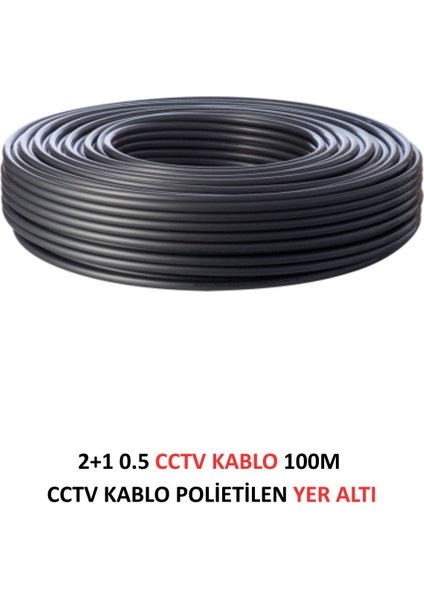 2+1 0.5mm Polietilen Yer Altı Cctv Kablo Güvenlik Kamera Kablosu 100M