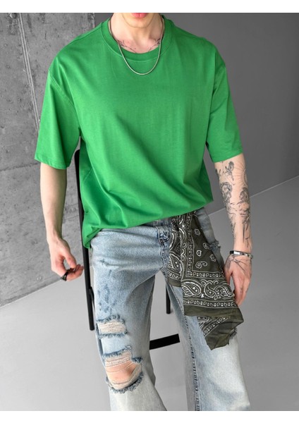 Oversize Basic T-Shirt Yeşil modelleri