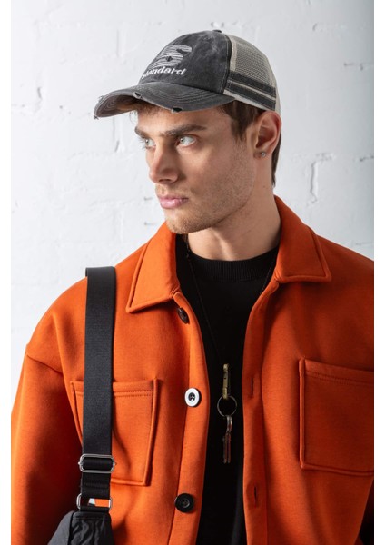 Erkek Oversize Basic Rahat Ceket Kiremit
