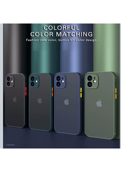 Apple iPhone 11 Kılıf Mat Parmak Izi Yapmaz Kamera Korumalı Renkli Tuşlu Buzlu Silikon Kapak Logo Gösterir