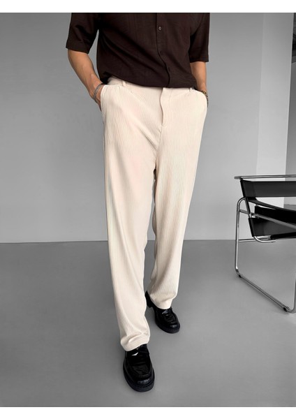 Baggy Fitilli Pantolon Bej