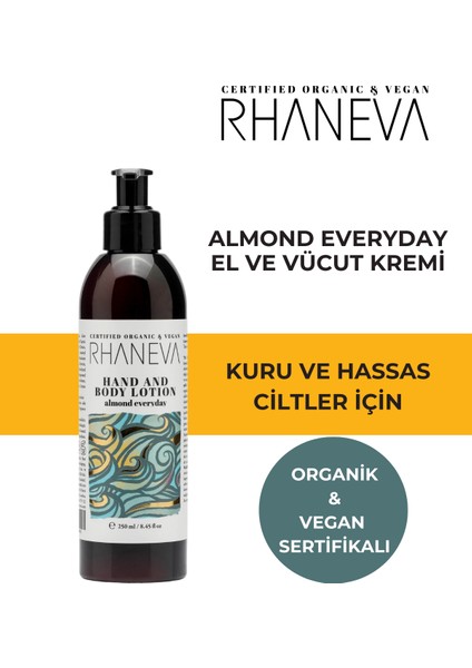 Almond Everyday El ve Vücut Losyonu, Organik ve Vegan Sertifikalı, 250 ml