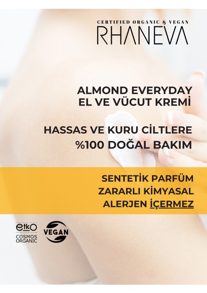 Almond Everyday El ve Vücut Losyonu, Organik ve Vegan Sertifikalı, 250 ml modelleri