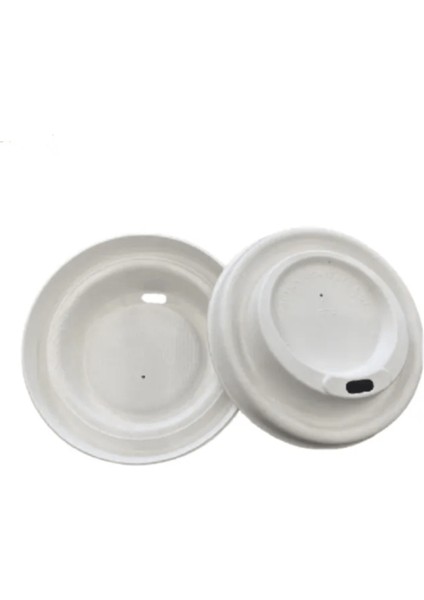 Şeker Kamışından Ekolojik Bardak Kapağı 80mm (8oz Bardak için) - 50 Adet