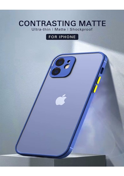 Apple iPhone 12 Kılıf Mat Parmak Izi Yapmaz Kamera Korumalı Renkli Tuşlu Buzlu Silikon Kapak Logo Gösterir fırsatları