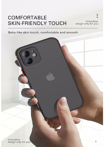 Apple iPhone 12 Kılıf Mat Parmak Izi Yapmaz Kamera Korumalı Renkli Tuşlu Buzlu Silikon Kapak Logo Gösterir indirimleri