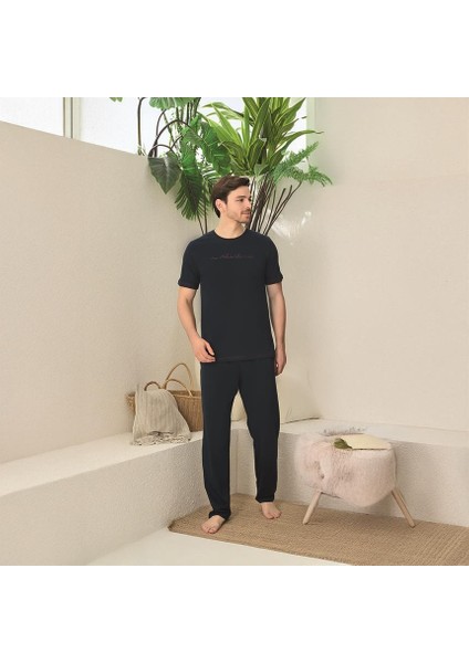 Elitepoint 1708 Erkek Yazlık Kısa Kol Uzun Alt Pijama Takımı