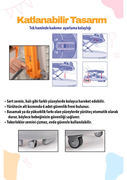 Yükseklik Ayarlanabilir Melodili Walky Talky Yürüteç