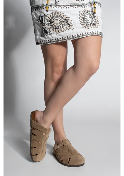 Kadın Hakiki Deri Önü Kapalı Günlük Süet Terlik Yolis Toprak Süet fırsatları