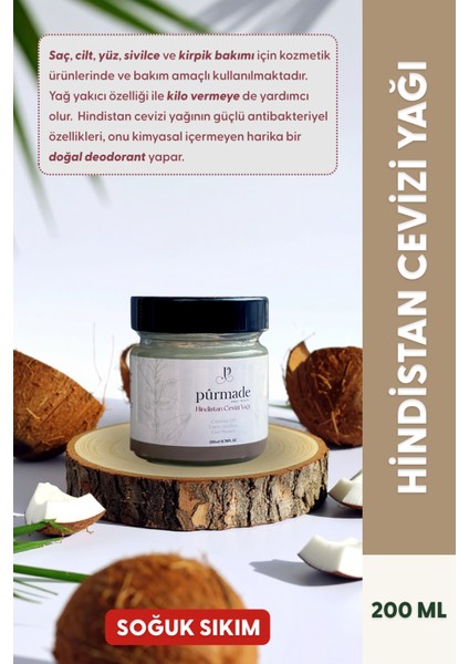 Soğuk Sıkım Hindistan Cevizi Yağı 100 ml