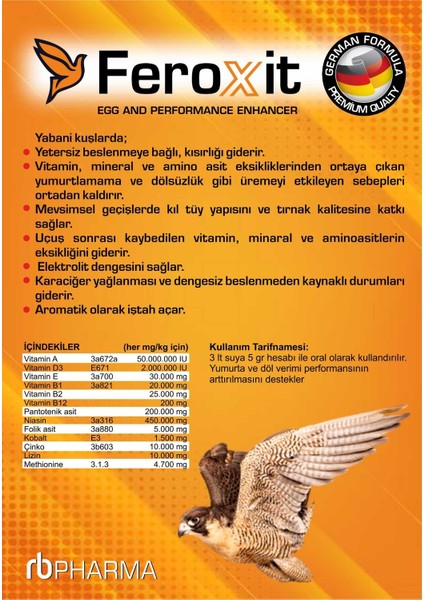 Feroxit-Yaban Kuşları Özel Premix fiyatları
