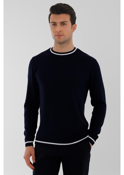 Lacivert Bisiklet Yaka Triko Kazak