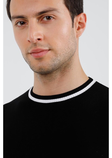 Siyah Bisiklet Yaka Triko Kazak modelleri